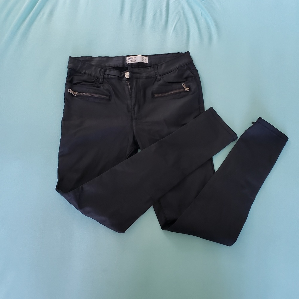 Skinny pleather stretchy jeans